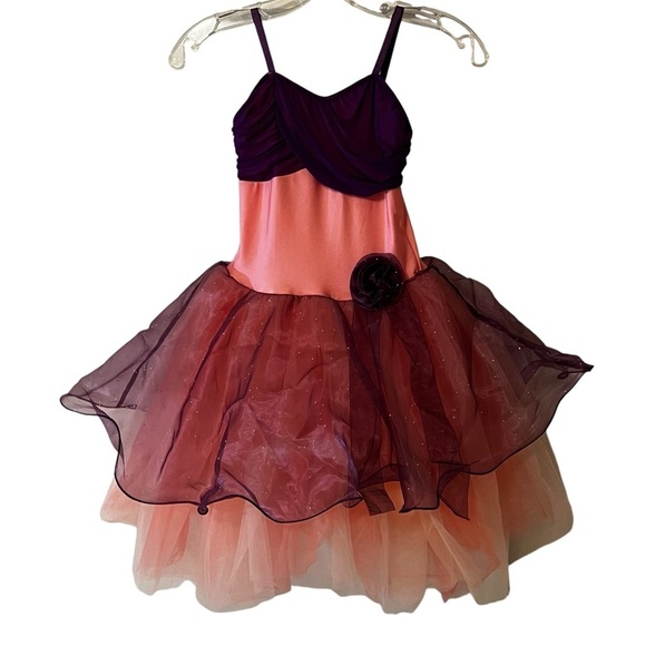 Revolution Girl’s Dance Costume Recital Dress Tulle Pink Purple Large Child - Picture 1 of 14
